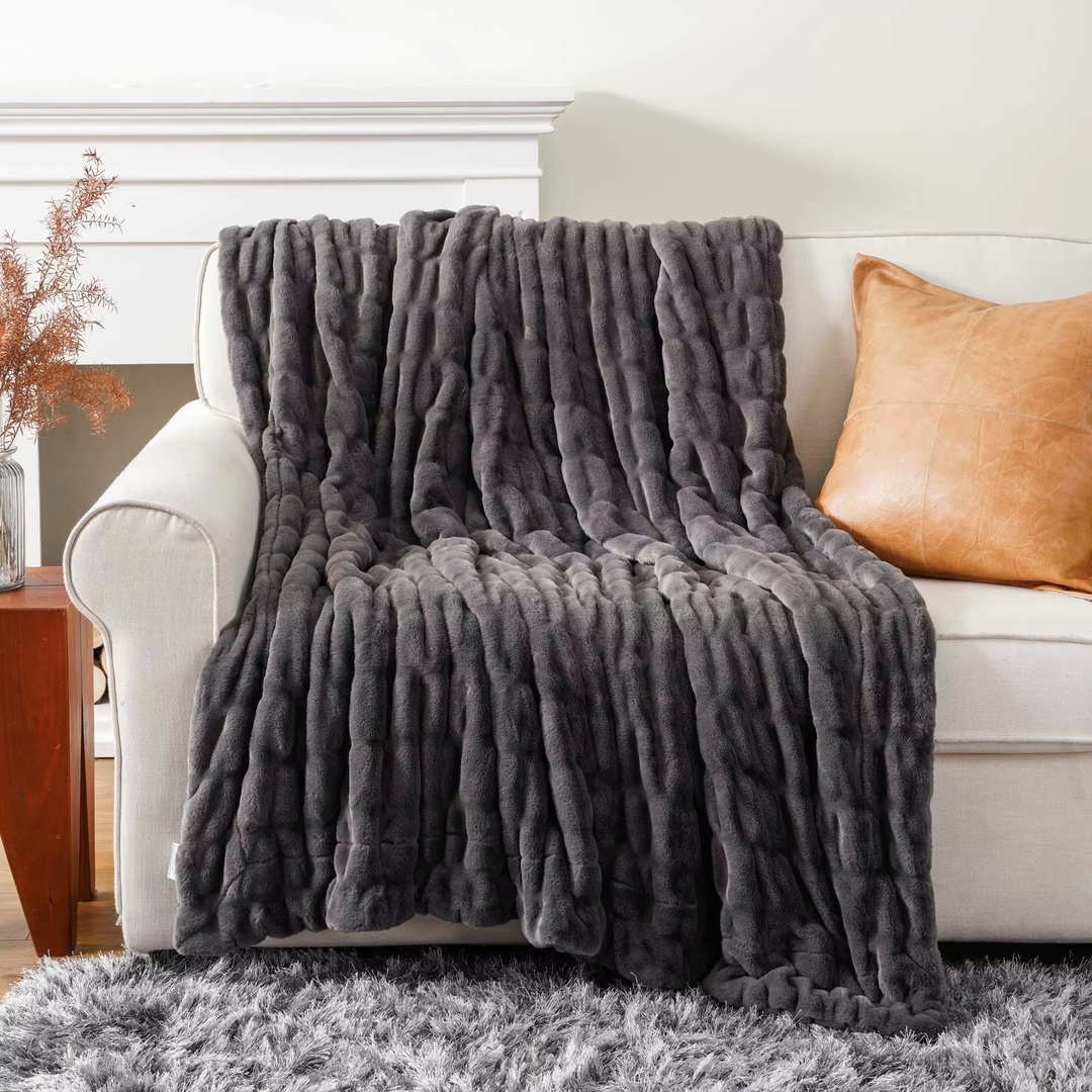 Plaid in Royal Synthetic Fur