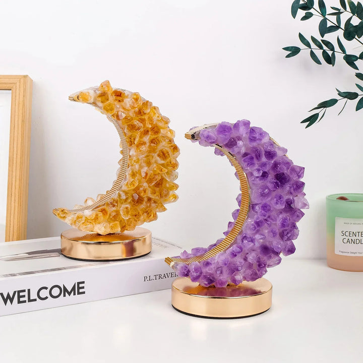 Crescent Moon Crystal Lamp