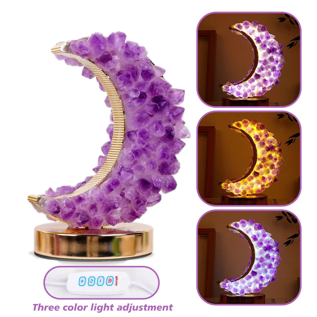 Crescent Moon Crystal Lamp