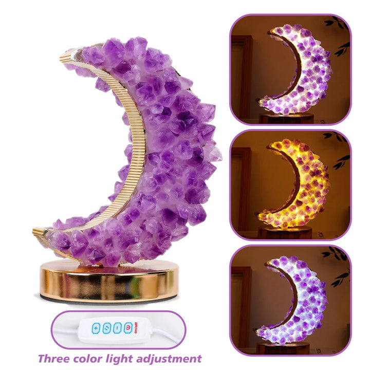 Crescent Moon Crystal Lamp