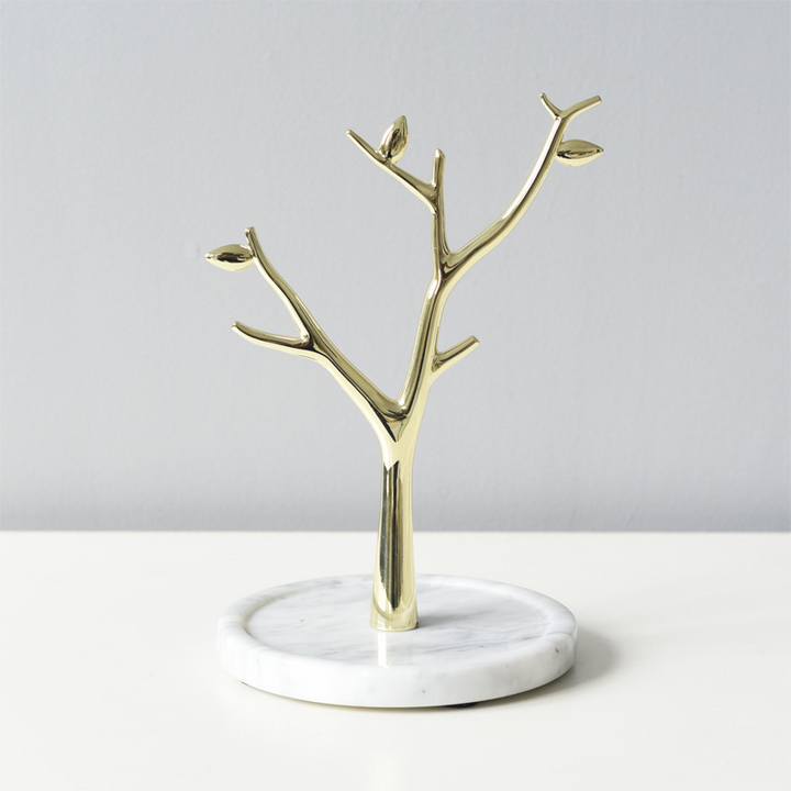 Gold Jewelry Tree by Gemia with Marble Base