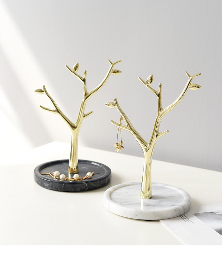 Gold Jewelry Tree by Gemia with Marble Base